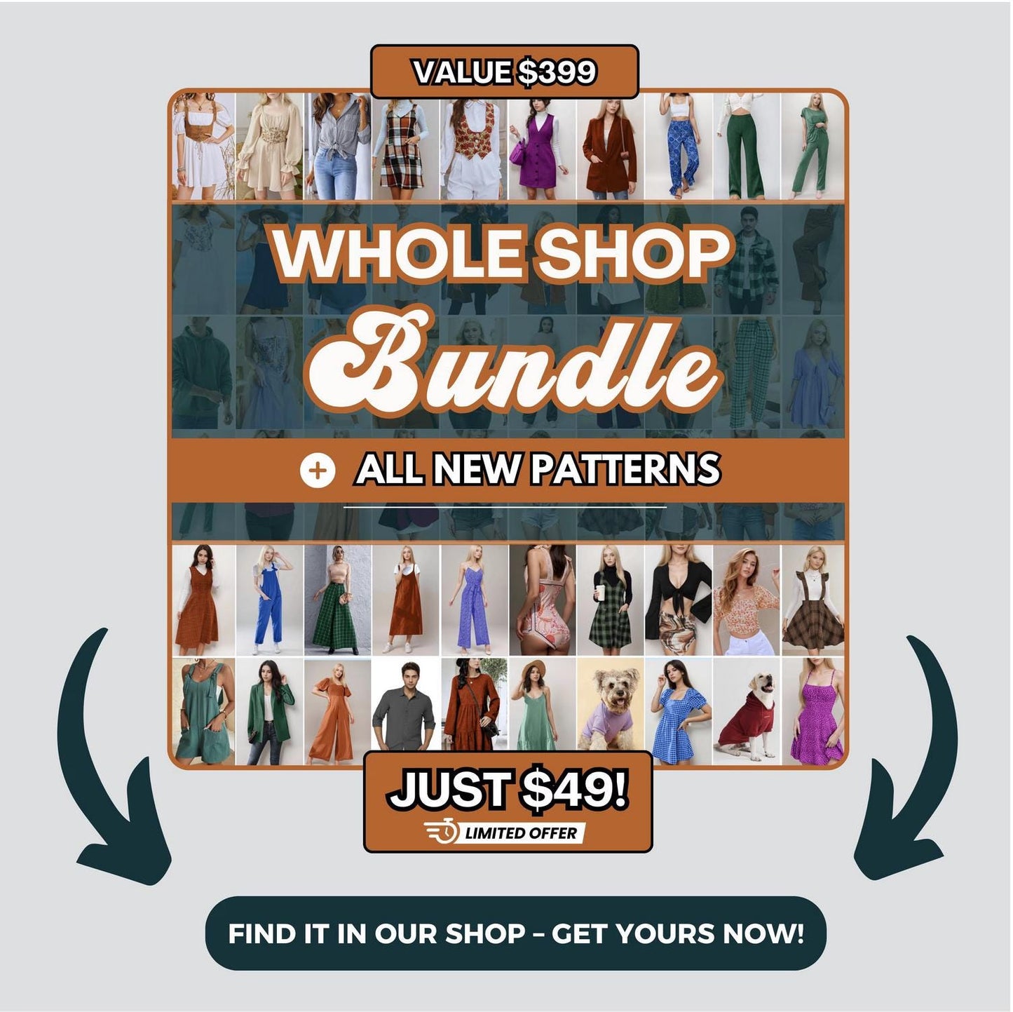 Sewing Patterns Bundle for Beginners | Sewing Patterns | Women Patterns | Men Patterns | Pets Patterns, Choose any 10 | Easy Sewing Patterns