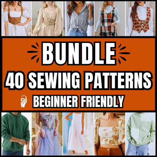 40 Sewing Patterns Bundle | Women’s Top, Dress, Jumpsuit, Corset, Pant, Hoodies | Easy Patterns Bundle | Beginner Sewing Patterns Collection
